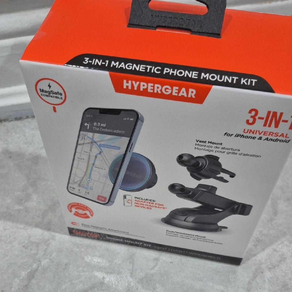3-in-1 Magnetic Phone Mount Kit - Black